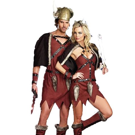 Adult Couples Medieval Viking Pirate Costume Sexy Mini Dress Nordic