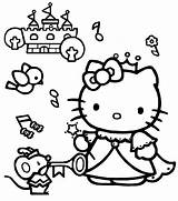 Kitty Hello Coloring Pages Princess Colouring Kids Printable Wallpapers Cartoon Friends Party Disney sketch template