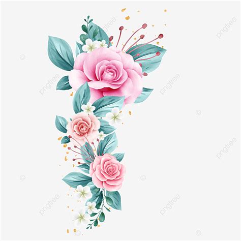 horizontal watercolor flowers decoration  card design border