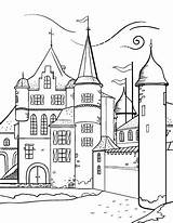 Castle Coloring Pages Printable Kids Pdf Drawing Castles Color Sheets Drawings Colouring City Outline Books Adult Printables Coloringcafe Google sketch template