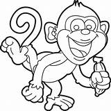Monkey Cartoon Coloring Printable Kids sketch template