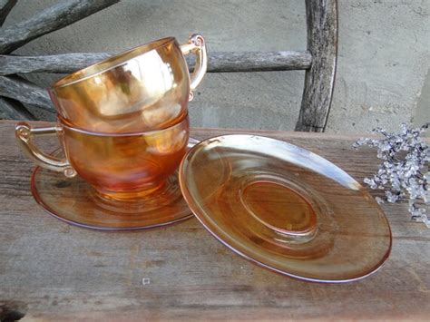 Orange Carnival Glass Vintage Jeanette Glass Moderne Cup