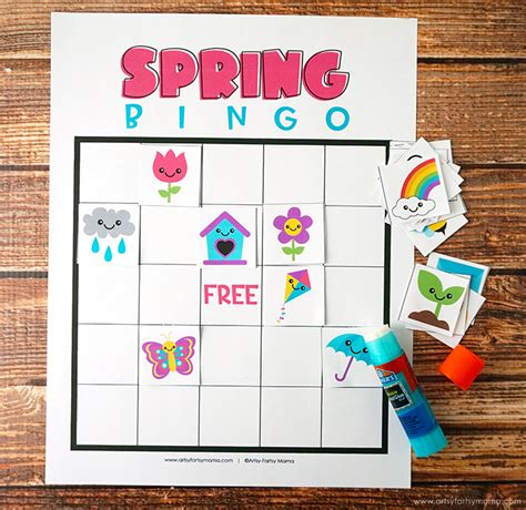 printable spring bingo artsy fartsy mama