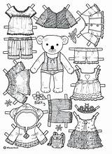 Paper Doll Template Coloring Pages Teddy Bear Kids sketch template