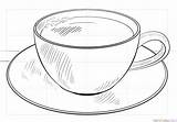 Draw Cup Coffee Drawing Step sketch template
