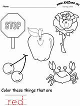 Red Worksheet Color Kindergarten Colour Activities Colors Recognition Practice sketch template