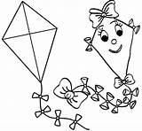 Coloring Kites Simple Boys Happy Girls Kite Pages Children sketch template