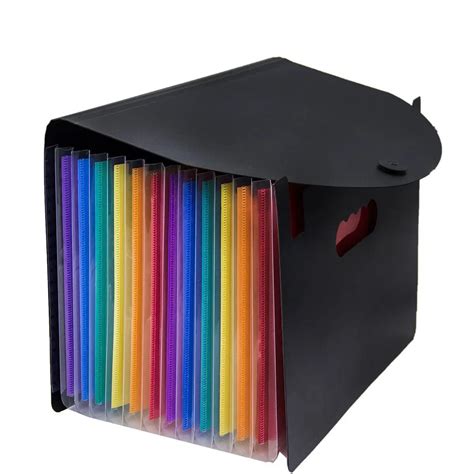 expanding file folder  pockets black accordion  folder document bag office school supply