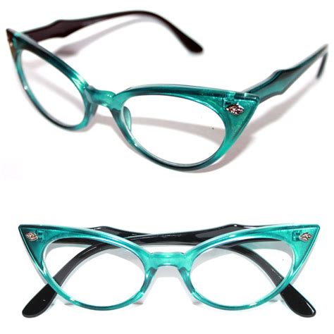 cat eye vintage glasses frame 50 s cateye small nerd turquoise green