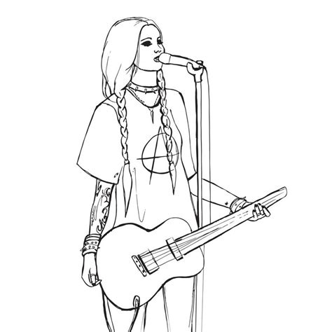 coloring pages girls playing guitar anime