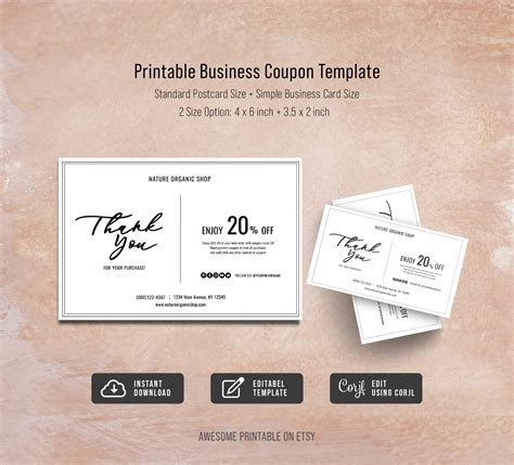 printable business coupon template editable coupon   etsy