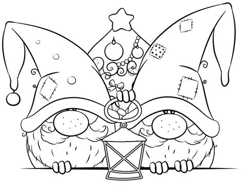 christmas gnome coloring book page coloring pages