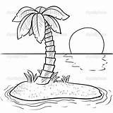 Palm Tree Drawing Sunset Coloring Easy Pages Getdrawings Draw sketch template