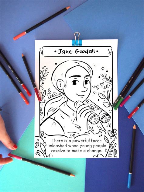 jane goodall women  science coloring page women  stem etsy finland