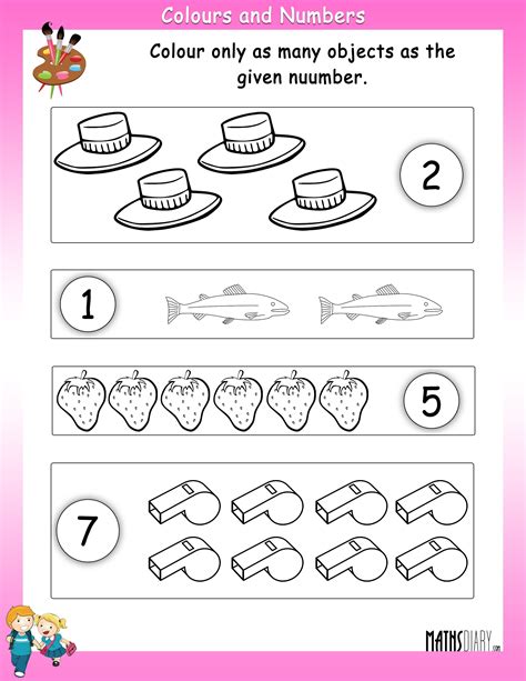 colours  numbers math worksheets mathsdiarycom