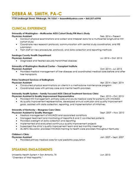 physician assistant resume revision cv cover letter editing