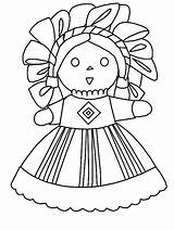 Mexican Coloring Doll Pages Dress Color Drawing Girl Beautiful Luna sketch template