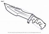 Huntsman Bowie Csgo Drawingtutorials101 Knives Bloody Karambit Switchblade sketch template