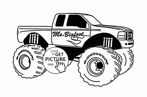 bigfoot monster truck coloring page  kids transportation