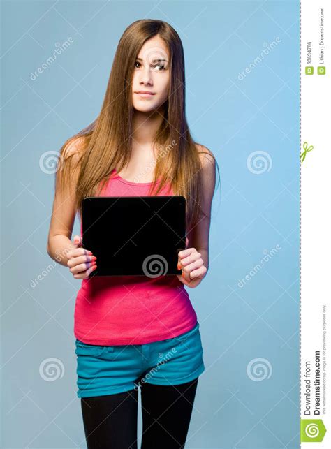 teen cutie with tablet for copy space royalty free stock image image 30634766