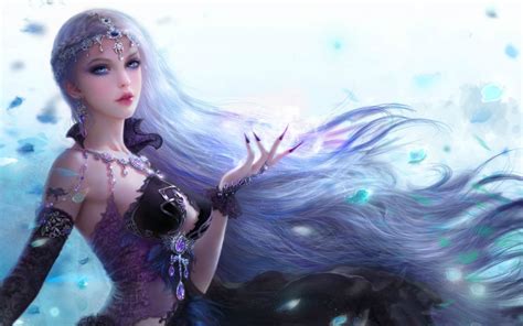 Beautiful Girl Princess Blue Long Hair Eyes Jewelery
