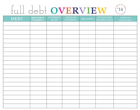 debt payoff printable  templates printable