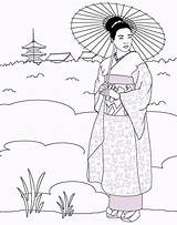 Japanische Geisha Traditionelle Culture Coloringpagesfortoddlers sketch template