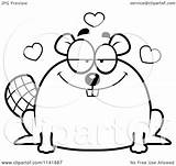 Beaver Cartoon Chubby Clipart Outlined Coloring Vector Thoman Cory Royalty sketch template