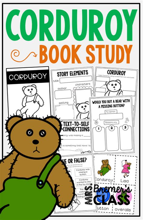 corduroy book study activities  craftivity corduroy book book study activities book study