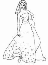 Coloring Dress Pages Barbie Lady Dresses Colouring Cartoon Wedding Women Girl Printable Formal Kids Princess Gown Ball Clipart Disney Popular sketch template