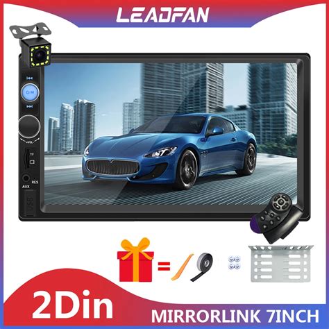 leadfan   din car radio touch screen hd cam bluetooth usb mirror link   multimedia audio