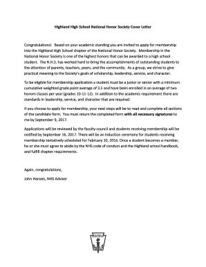 national honor society cover letter examples fill  printable