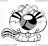 Chipmunk Cute Cartoon Clipart Outlined Coloring Angry Vector Cory Thoman Clipartof sketch template