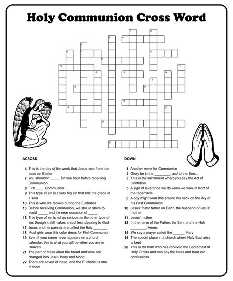 holy communion crossword puzzle  printable crossword puzzles
