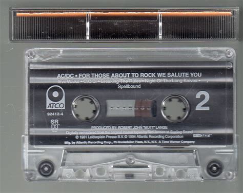 ac dc for those about to rock 1994 wb re issue c8 cassette tape