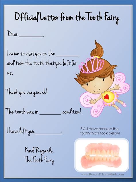 tooth fairy letter tooth fairy letter template tooth fairy