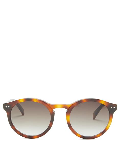 celine round tortoiseshell acetate sunglasses in brown for men lyst