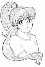 Coloring Anime Girl Deviantart Drawings Manga sketch template