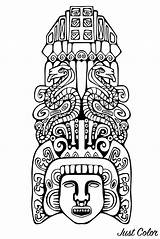 Totem Mayan Mayans Incas Coloring Aztecs Aztec Inca Inspiration Inspired Pages Adult sketch template