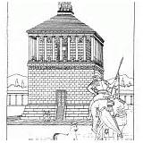 Coloring Babylon Hanging Gardens Halicarnassus Mausoleum sketch template
