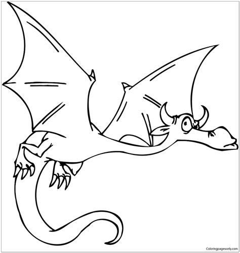 suspicious flying dragon coloring page  printable coloring pages