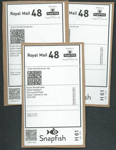 sa royal mail  snapfish label postage  account labels