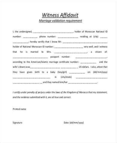 marriage affidavit sample letter  template