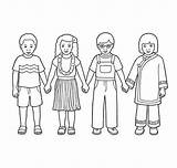 Holding Hands Children Coloring Pages Line Printable Drawing Four Color Getdrawings Getcolorings Print sketch template