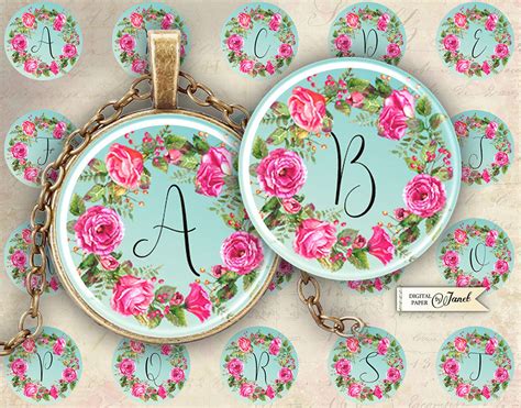 sweet initials color circles image digital collage sheet etsy