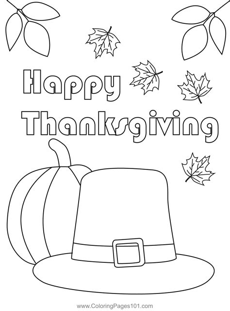happy thanksgiving hat coloring page  kids  thanksgiving day