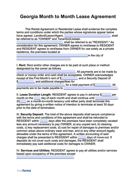georgia month  month lease agreement  word