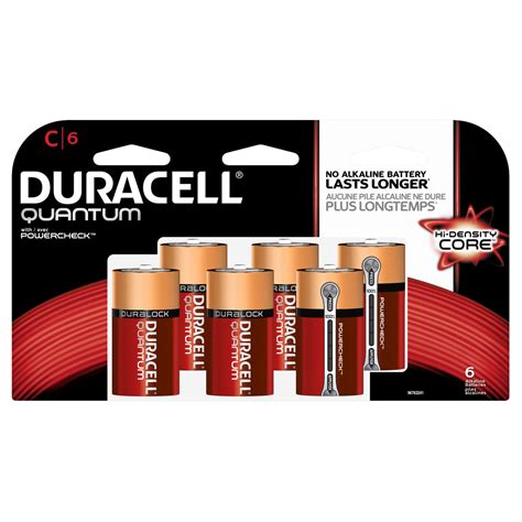 Duracell 1 5v Quantum Alkaline C Batteries With Powercheck 6 Pack