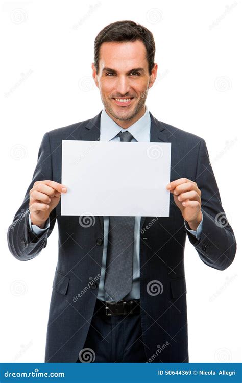 businessman holding  blank paper stock image image  people