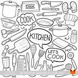Kitchen Tools Cooking Utensils Drawing Doodle Baking Vector Items Doodles Drawings Clipart Tool Etsy Cook Icon Vectors Line Objects Clip sketch template